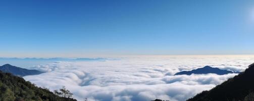 zee van wolken met blauw lucht achtergrond. generatief ai foto