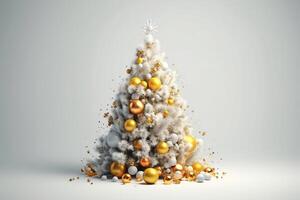 3d illustratie van Kerstmis boom met decoraties Aan wit achtergrond. Kerstmis vooravond. ai gegenereerd foto