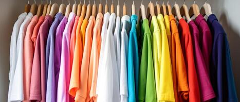 mode kleren Aan kleding rek kleurrijk kast foto