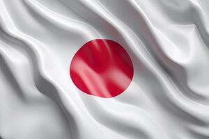 rood cirkel en wit achtergrond, golvend de nationaal vlag van Japan, zwaaide een zeer gedetailleerd detailopname. ai gegenereerd foto