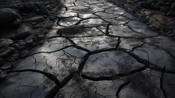 barst asfalt structuur achtergrond, ai gegenereerd beeld foto