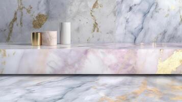 marmeren graniet wit muur oppervlakte roze patroon, ai gegenereerd beeld foto