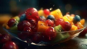 sappig fruit salade, gegenereerd ai beeld foto
