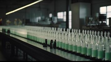 fles fabricage faciliteit, gegenereerd ai beeld foto