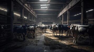 rundvlees vee landbouw en groot groep van koeien , gegenereerd ai beeld foto