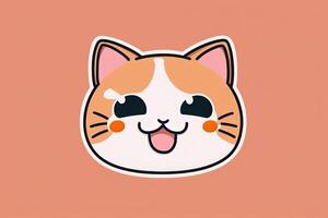 grappig anime kat sticker, oranje achtergrond ai gegenereerd foto