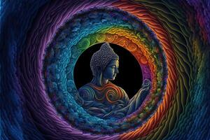 primordiaal Boeddha regenboog illustratie ai gegenereerd foto