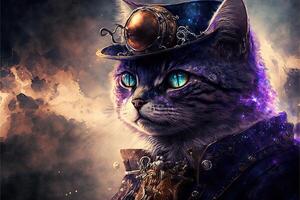 luxe steampunk kat ai gegenereerd foto