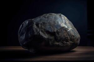 jeremejevite is een bijzonder kostbaar natuurlijk geologisch steen eremet Aan een zwart achtergrond in laag sleutel. ai gegenereerd. foto