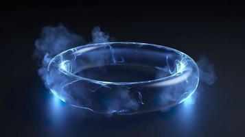 3d blauw wolk ring in de lucht, in de stijl van lichtgevend licht Effecten, mysterieus ruimte, genereren ai foto