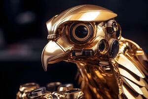 gouden adelaar metaal robotachtig, generatief ai gegenereerd technologie foto