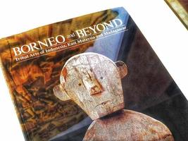 Jakarta, Indonesië in maart 2023. een boek verzameling van de nationaal bibliotheek van Indonesië, namelijk Borneo en verder tribal kunsten van Indonesië foto