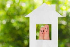 vinger kunst van een familie. familie op zoek uit van huis foto