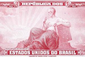 allegorie van de republiek van oud braziliaans geld foto