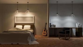slaapkamer interieur, 3D-rendering foto