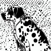 zwart en wit tekening van een dalmatiër hond. generatief ai. foto