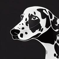 dalmatiër hond Aan een zwart achtergrond. generatief ai. foto