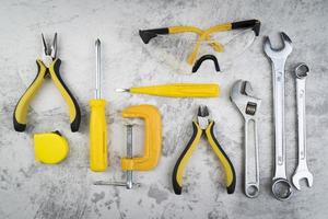 bovenaanzicht verschillende soorten tools