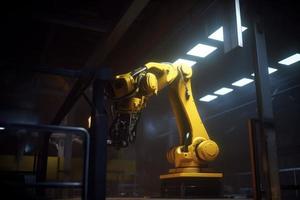 robot arm industrieel bewerker fabriek. genereren ai foto