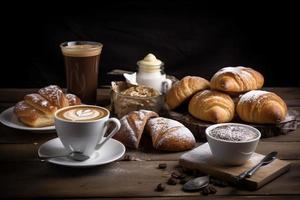 koffie gebakje tafel. genereren ai foto