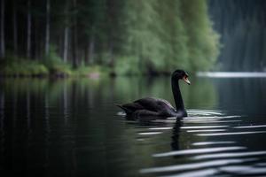 zwart zwaan in park meer. genereren ai foto