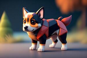 schattig tekenfilm hond. 3d illustratie. conceptuele afbeelding. ai gegenereerd foto