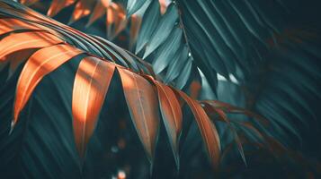 palmen in detail, een detailopname van weelderig groen gebladerte. generatief ai foto