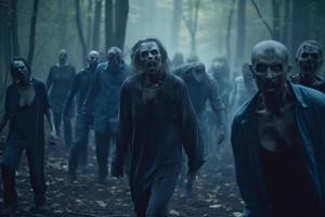 Woud zombies wandelen. genereren ai foto