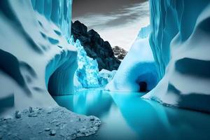 gletsjers en de ijsbergen van antarctica. neurale netwerk gegenereerd kunst foto