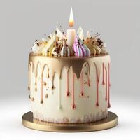 gelukkig verjaardag achtergrond met taart. illustratie ai generatief foto