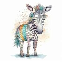 schattig waterverf baby zebra. illustratie ai generatief foto