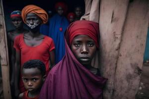 mooi Afrikaanse Dames in etnisch hoofdtooien. neurale netwerk ai gegenereerd foto