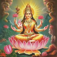 maha lakshmi afbeeldingen downloaden mah laxmi godin Aan lotus afbeeldingen generatief ai foto