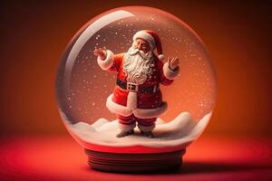 Kerstmis de kerstman in glas sneeuw wereldbol , realistisch 3d ontwerp. feestelijk gebied object, generatief ai. foto