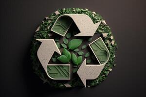 recycle symbool met eco vriendelijk aarde achtergrond. generatief ai foto