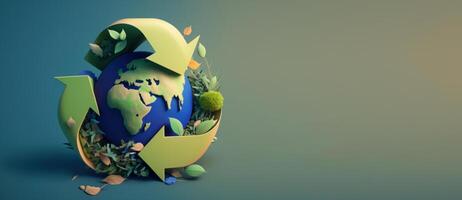 recycle symbool kopiëren ruimte, eco vriendelijk aarde achtergrond. generatief ai foto