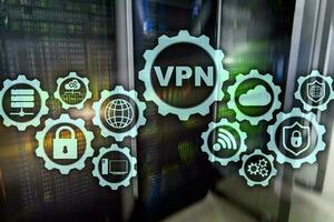 beveiligde vpn-verbinding. virtueel particulier netwerk of internetbeveiligingsconcept foto