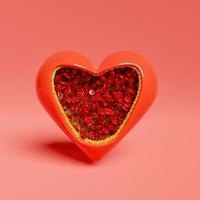 open hartvormig vol rode bloedcellen met cholesterol aan de binnenkant foto