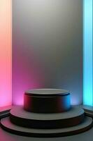 abstract ronde podium verlichte met neon licht. prijs ceremonie concept. stadium achtergrond. vector illustratie foto