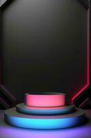 abstract ronde podium verlichte met neon licht. prijs ceremonie concept. stadium achtergrond. vector illustratie foto