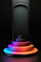 abstract ronde podium verlichte met neon licht. prijs ceremonie concept. stadium achtergrond. vector illustratie foto