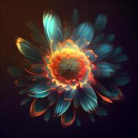 abstract mooi bloem. fantasie fractal ontwerp. digitaal kunst. 3d weergave., ai generatief beeld foto