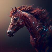 paard portret. fantasie dier. digitaal schilderen. 3d weergave, ai generatief beeld foto