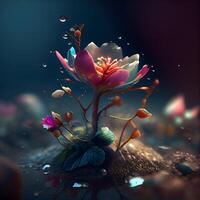 mooi bloem in de water. 3d weergave, 3d illustratie., ai generatief beeld foto