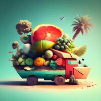 fruit en groenten in de kar. concept van gezond aan het eten., ai generatief beeld foto