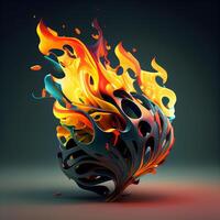 abstract brand vlammen Aan donker achtergrond. illustratie. eps 10., ai generatief beeld foto