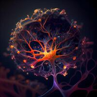 digitaal illustratie van neuron cel in kleur achtergrond. 3d weergave, ai generatief beeld foto