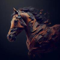 paard hoofd in abstract stijl Aan donker achtergrond. illustratie., ai generatief beeld foto