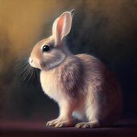 konijn in de studio Aan een donker achtergrond. dier illustratie., ai generatief beeld foto