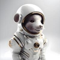 astronaut hond in pak geïsoleerd Aan wit achtergrond. 3d weergave., ai generatief beeld foto